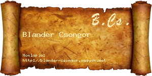 Blander Csongor névjegykártya